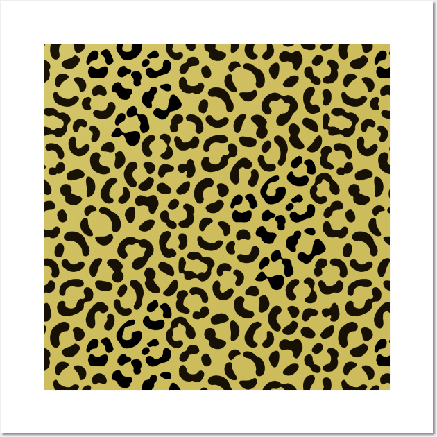 Trendy Black on Gold Leopard Print Pattern Wall Art by NataliePaskell